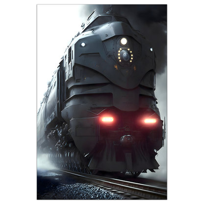 Dystopia Train Poster – Grimbringer Thunderclad | Awe-Inspiring Wall Art for Sci-Fi & Fantasy Train Enthusiasts | Unique and Exclusive Artwork