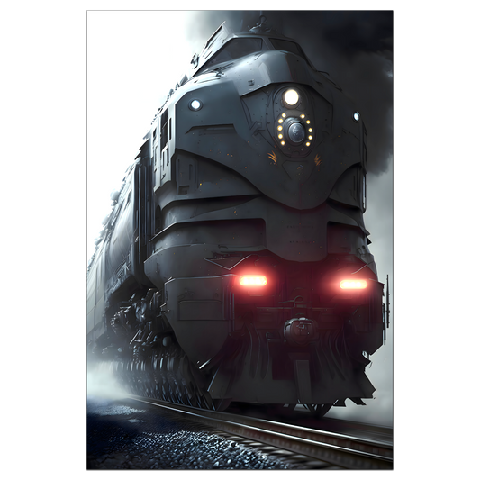 Dystopia Train Poster – Grimbringer Thunderclad | Awe-Inspiring Wall Art for Sci-Fi & Fantasy Train Enthusiasts | Unique and Exclusive Artwork