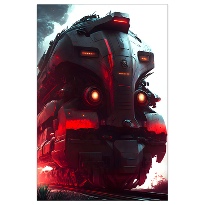 Dystopia Train Poster – Redstorm Vanguard | Awe-Inspiring Wall Art for Sci-Fi & Fantasy Train Enthusiasts | Unique and Exclusive Artwork