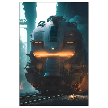 Cyberpunk Train Poster – Dreadpulse  Omnihauler | Awe-Inspiring Wall Art for Sci-Fi & Fantasy Train Enthusiasts | Unique and Exclusive Artwork