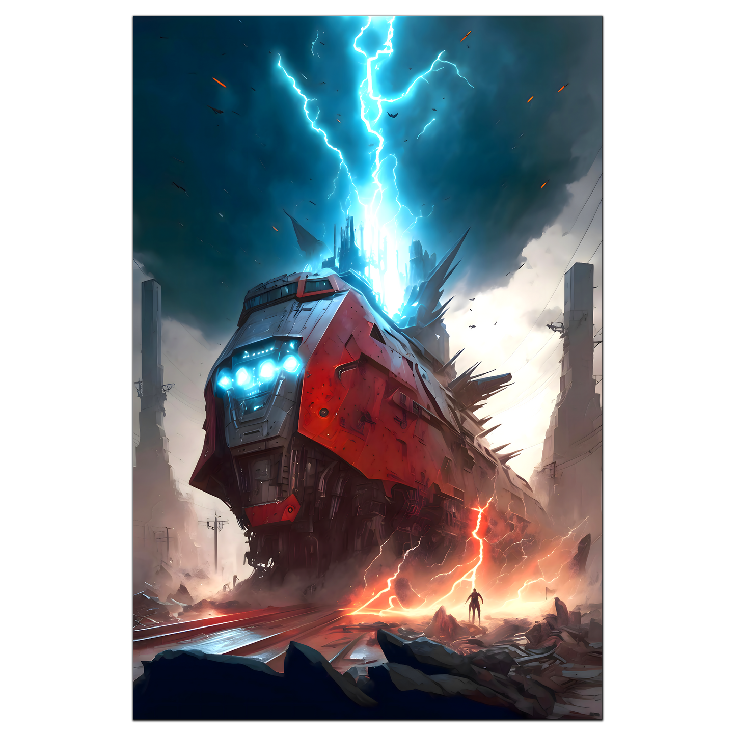 Wasteland Train Poster – Abaddon’s Wrath | Awe-Inspiring Wall Art for Sci-Fi & Fantasy Train Enthusiasts | Unique and Exclusive Artwork