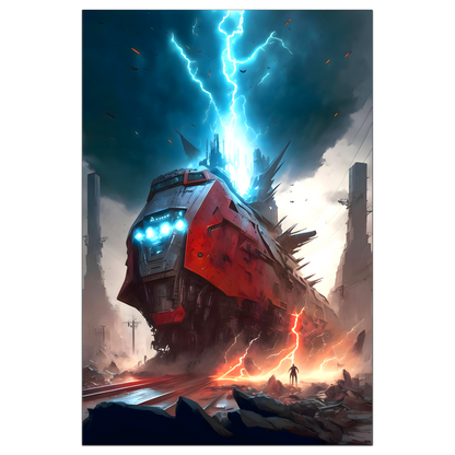 Wasteland Train Poster – Abaddon’s Wrath | Awe-Inspiring Wall Art for Sci-Fi & Fantasy Train Enthusiasts | Unique and Exclusive Artwork