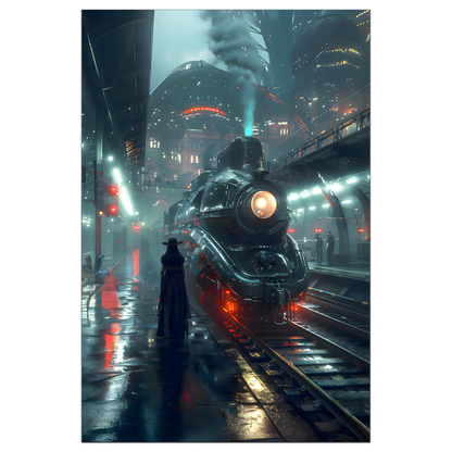 Dystopia Train Poster – Solarwind Express | Awe-Inspiring Wall Art for Sci-Fi & Fantasy Train Enthusiasts | Unique and Exclusive Artwork