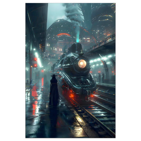 Dystopia Train Poster – Solarwind Express | Awe-Inspiring Wall Art for Sci-Fi & Fantasy Train Enthusiasts | Unique and Exclusive Artwork