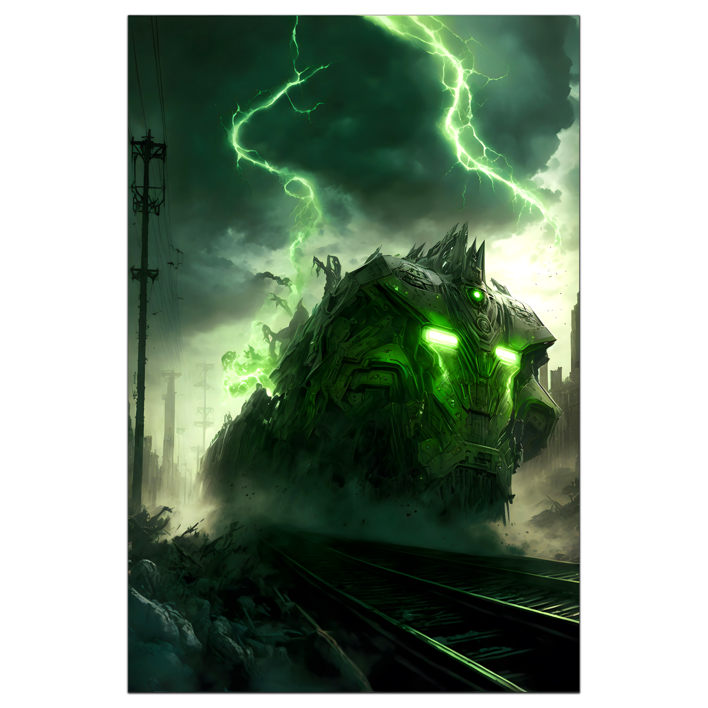 Zombie Train Poster – Wraithstorm Oppressor | Awe-Inspiring Wall Art for Sci-Fi & Fantasy Train Enthusiasts | Unique and Exclusive Artwork