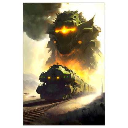 Fantasy Train Poster – Viridian Wyrmhauler | Awe-Inspiring Wall Art for Sci-Fi & Fantasy Train Enthusiasts | Unique and Exclusive Artwork
