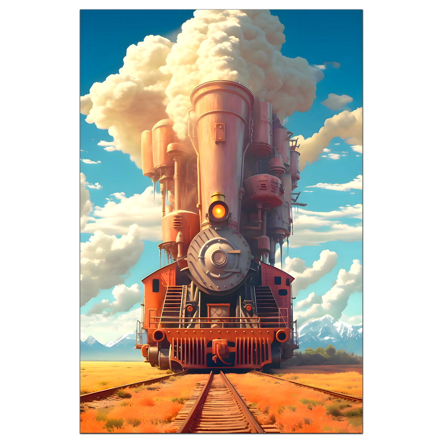 Steampunk Train Poster – Buffalo | Awe-Inspiring Wall Art for Sci-Fi & Fantasy Train Enthusiasts | Unique and Exclusive Artwork
