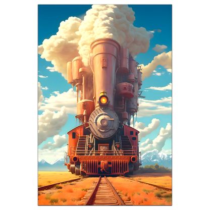 Steampunk Train Poster – Buffalo | Awe-Inspiring Wall Art for Sci-Fi & Fantasy Train Enthusiasts | Unique and Exclusive Artwork
