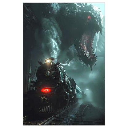 Fantasy Train Poster – Dragonbane Express | Awe-Inspiring Wall Art for Sci-Fi & Fantasy Train Enthusiasts | Unique and Exclusive Artwork