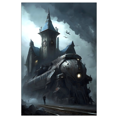 Fantasy Train Poster – Darkmist Phantom | Awe-Inspiring Wall Art for Sci-Fi & Fantasy Train Enthusiasts | Unique and Exclusive Artwork