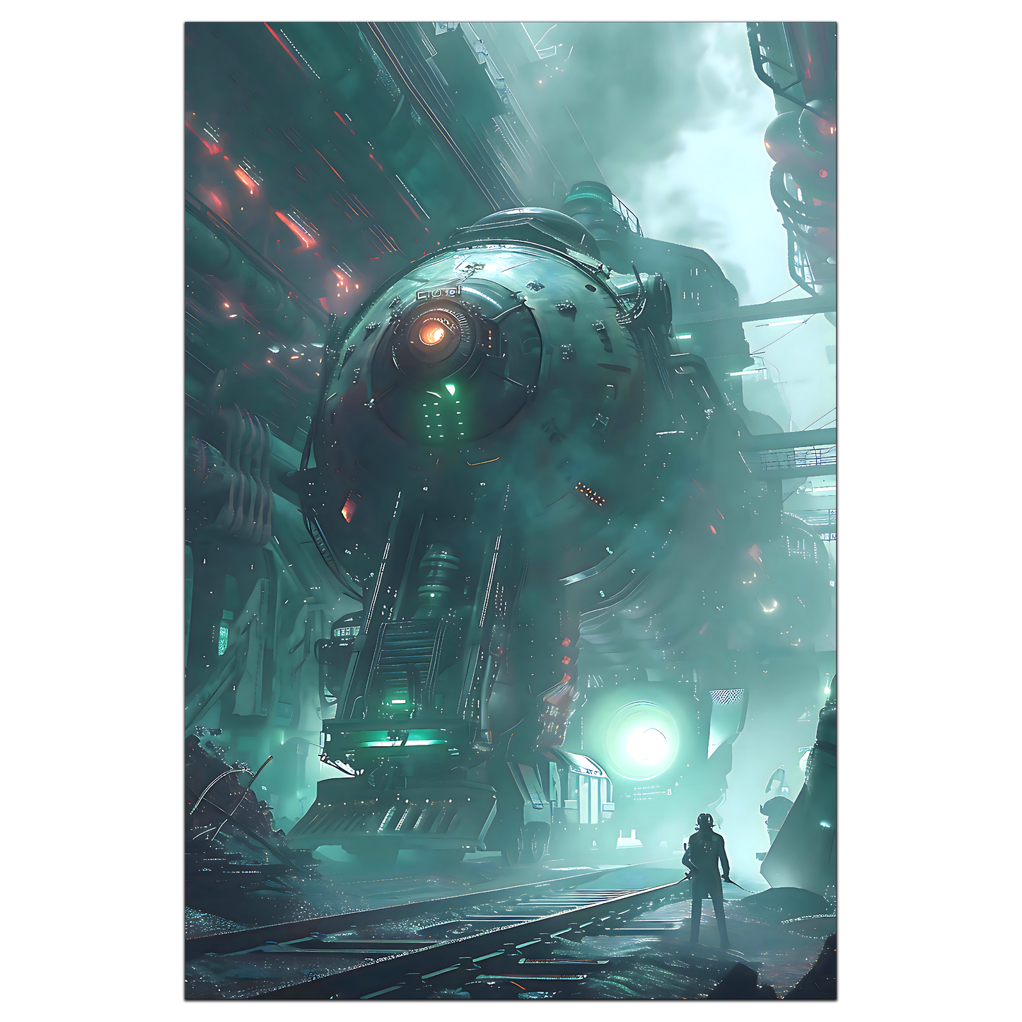 Cyberpunk Train Poster – Epitome One | Awe-Inspiring Wall Art for Sci-Fi & Fantasy Train Enthusiasts | Unique and Exclusive Artwork