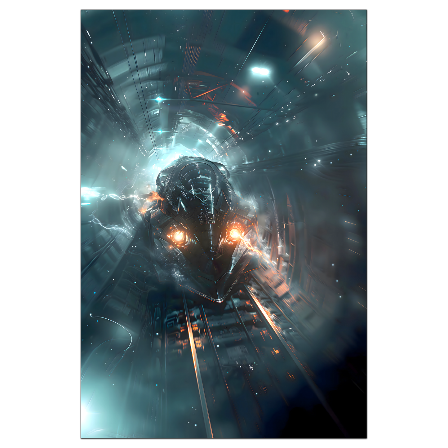 Cyberpunk Train Poster – Nightblade Crusader | Awe-Inspiring Wall Art for Sci-Fi & Fantasy Train Enthusiasts | Unique and Exclusive Artwork