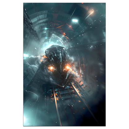 Cyberpunk Train Poster – Nightblade Crusader | Awe-Inspiring Wall Art for Sci-Fi & Fantasy Train Enthusiasts | Unique and Exclusive Artwork