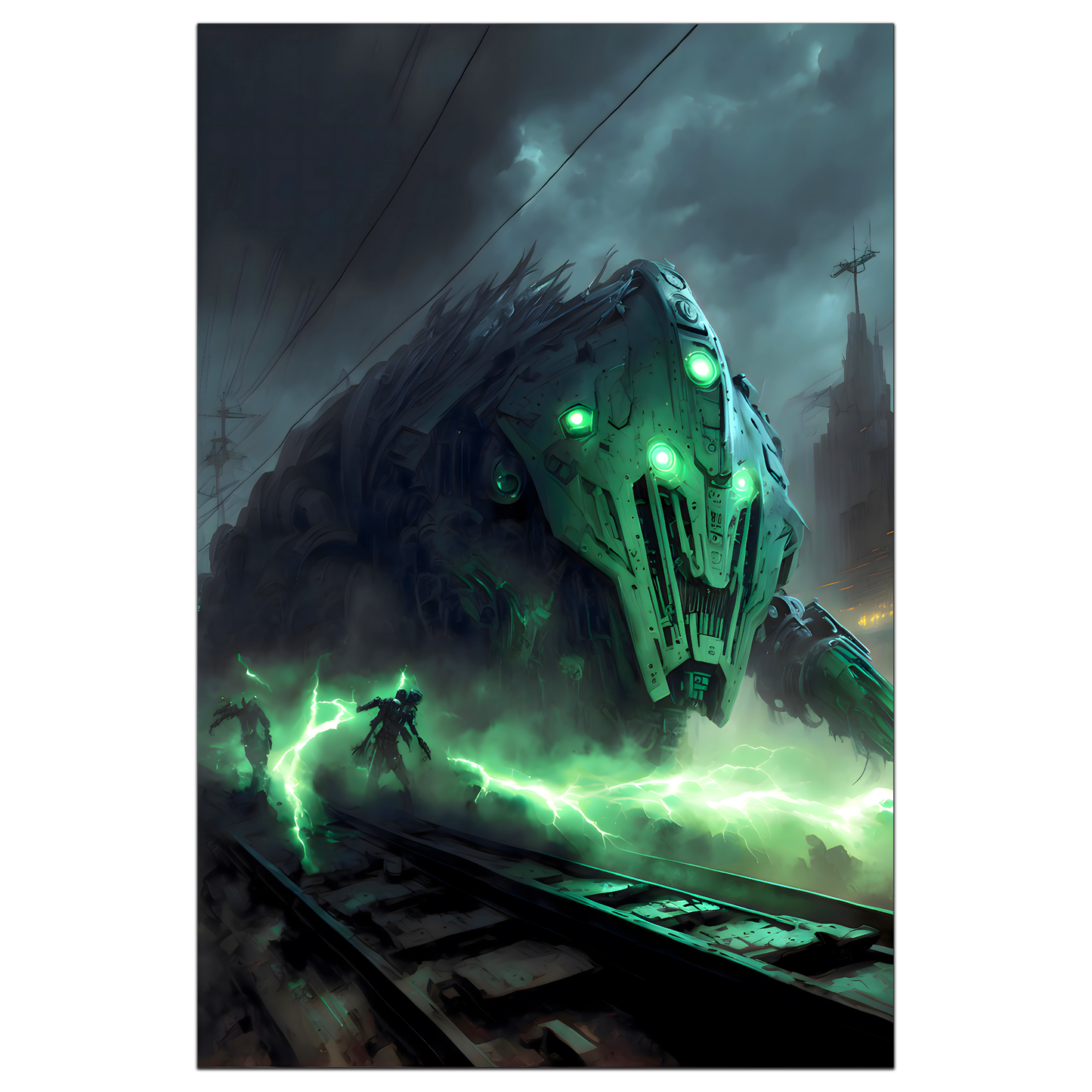 Zombie Train Poster – Darkclad Adjudicator | Awe-Inspiring Wall Art for Sci-Fi & Fantasy Train Enthusiasts | Unique and Exclusive Artwork