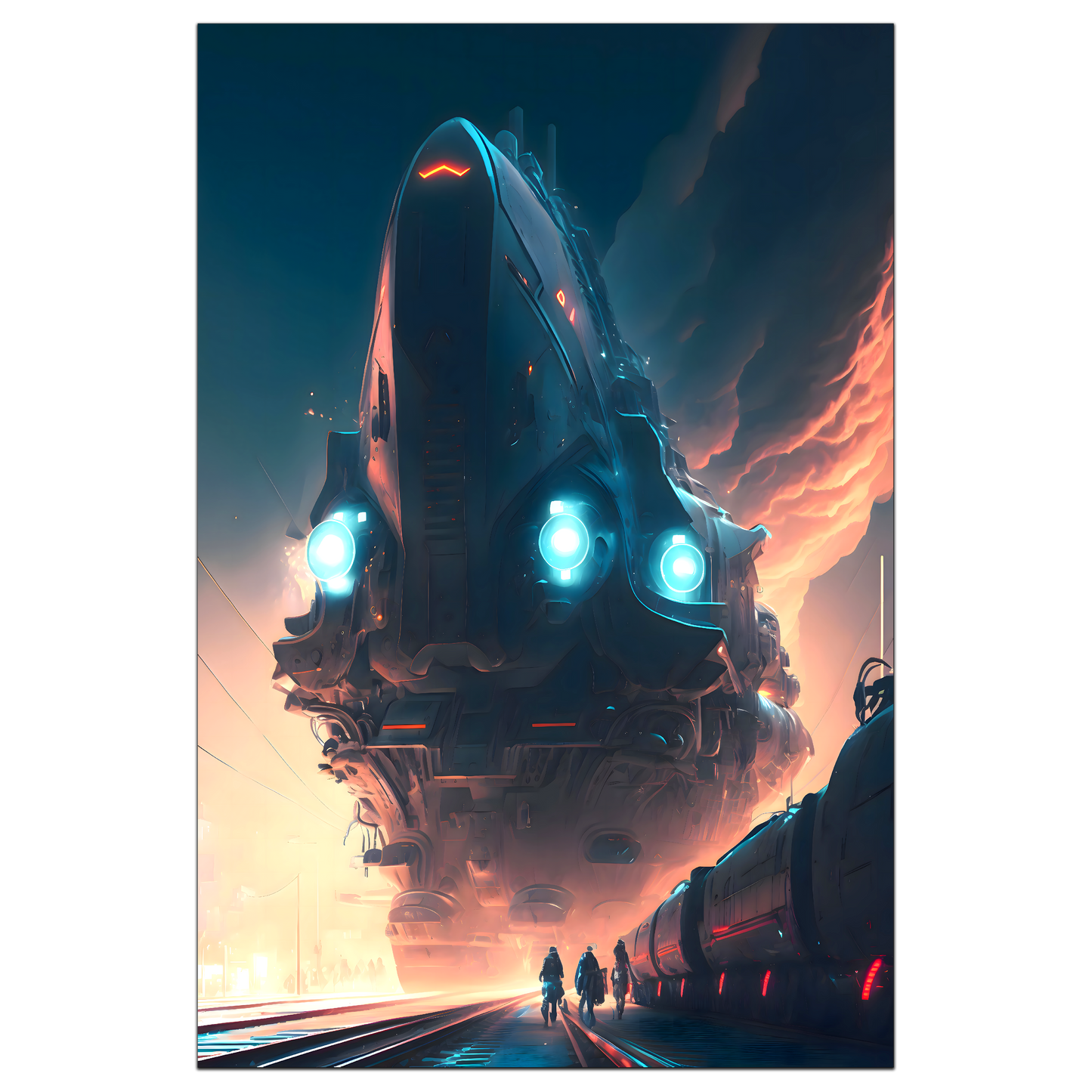 Cyberpunk Train Poster – Hyperion Elysian Metrocore | Awe-Inspiring Wall Art for Sci-Fi & Fantasy Train Enthusiasts | Unique and Exclusive Artwork