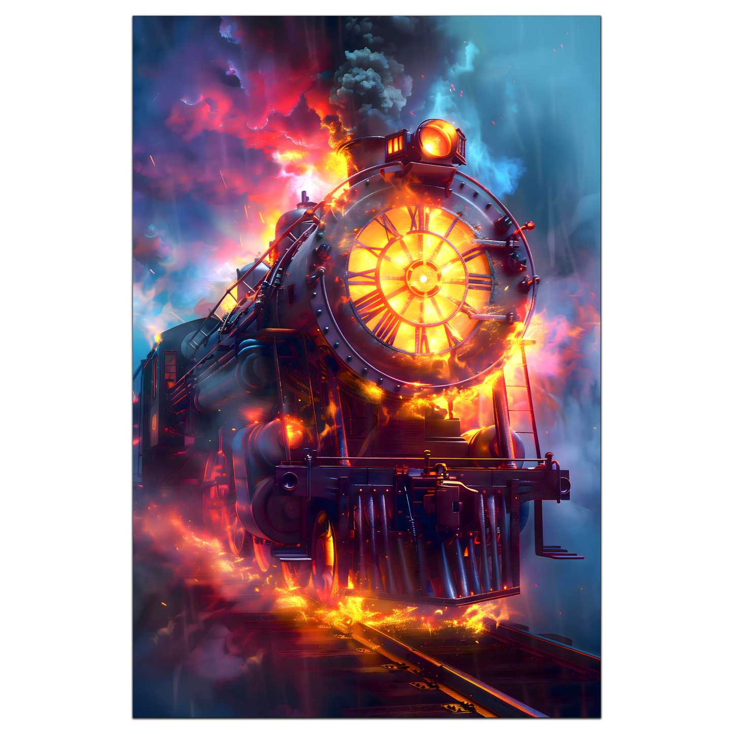 Steampunk Train Poster – Eternal Engine | Awe-Inspiring Wall Art for Sci-Fi & Fantasy Train Enthusiasts | Unique and Exclusive Artwork