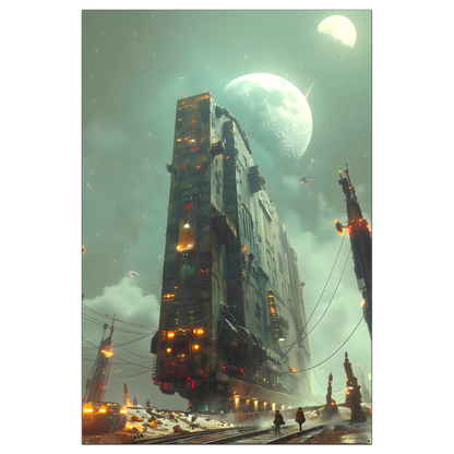 Dystopia Train Poster – The Moonbringer | Awe-Inspiring Wall Art for Sci-Fi & Fantasy Train Enthusiasts | Unique and Exclusive Artwork