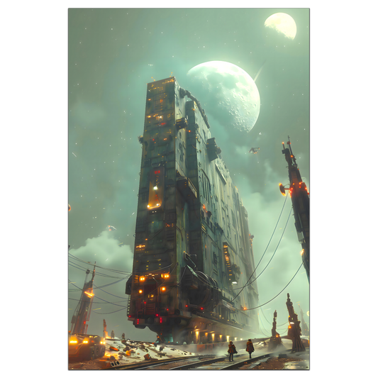 Dystopia Train Poster – The Moonbringer | Awe-Inspiring Wall Art for Sci-Fi & Fantasy Train Enthusiasts | Unique and Exclusive Artwork