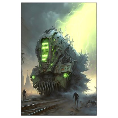 Zombie Train Poster – The Wraithcore Necrohauler | Awe-Inspiring Wall Art for Sci-Fi & Fantasy Train Enthusiasts | Unique and Exclusive Artwork