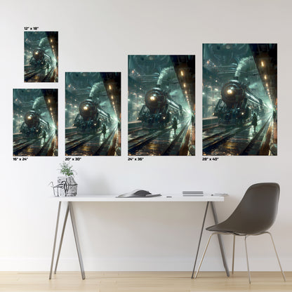 Dystopia Train Poster – Stellar Odyssey | Awe-Inspiring Wall Art for Sci-Fi & Fantasy Train Enthusiasts | Unique and Exclusive Artwork