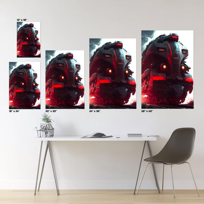 Dystopia Train Poster – Redstorm Vanguard | Awe-Inspiring Wall Art for Sci-Fi & Fantasy Train Enthusiasts | Unique and Exclusive Artwork