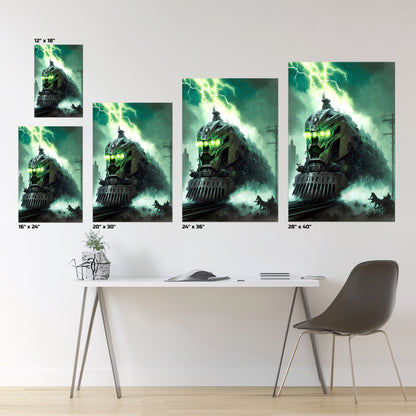 Zombie Train Poster – Hellforge Executor | Awe-Inspiring Wall Art for Sci-Fi & Fantasy Train Enthusiasts | Unique and Exclusive Artwork