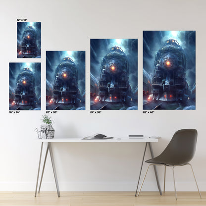 Post-Apocalyptic Train Poster – Winterborn Thunderheart | Awe-Inspiring Wall Art for Sci-Fi & Fantasy Train Enthusiasts | Unique and Exclusive Artwork