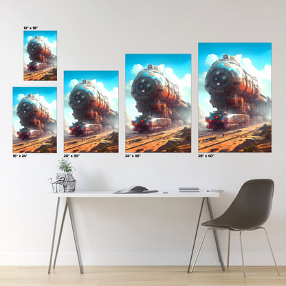 Post-Apocalyptic Train Poster – Arcanum Carrier | Awe-Inspiring Wall Art for Sci-Fi & Fantasy Train Enthusiasts | Unique and Exclusive Artwork