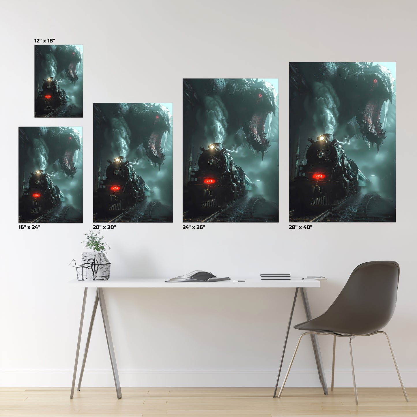 Fantasy Train Poster – Dragonbane Express | Awe-Inspiring Wall Art for Sci-Fi & Fantasy Train Enthusiasts | Unique and Exclusive Artwork