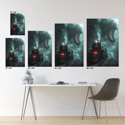 Fantasy Train Poster – Dragonbane Express | Awe-Inspiring Wall Art for Sci-Fi & Fantasy Train Enthusiasts | Unique and Exclusive Artwork