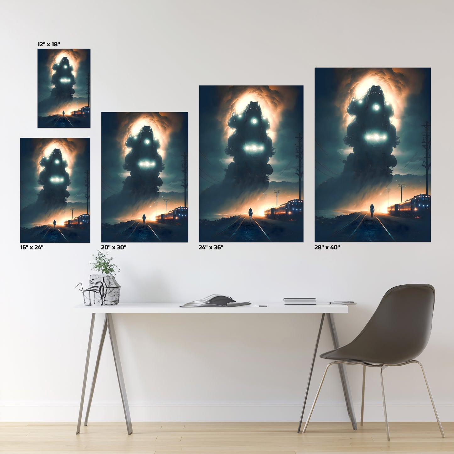 Post-Apocalyptic Train Poster – The Unyielding Monolith | Awe-Inspiring Wall Art for Sci-Fi & Fantasy Train Enthusiasts | Unique and Exclusive Artwork