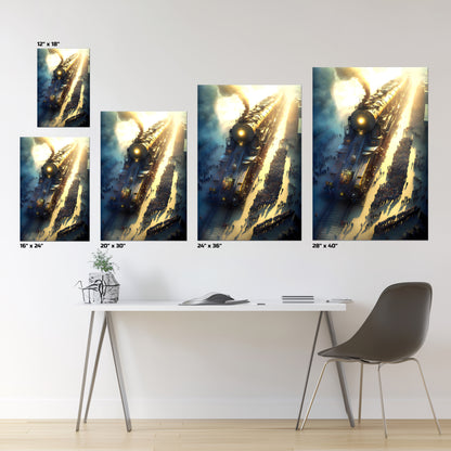 Steampunk Train Poster – Behemoth Boy | Awe-Inspiring Wall Art for Sci-Fi & Fantasy Train Enthusiasts | Unique and Exclusive Artwork