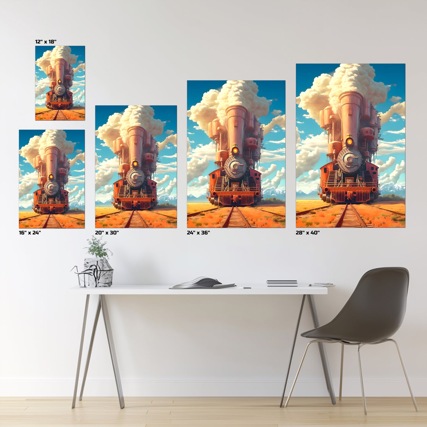Steampunk Train Poster – Buffalo | Awe-Inspiring Wall Art for Sci-Fi & Fantasy Train Enthusiasts | Unique and Exclusive Artwork