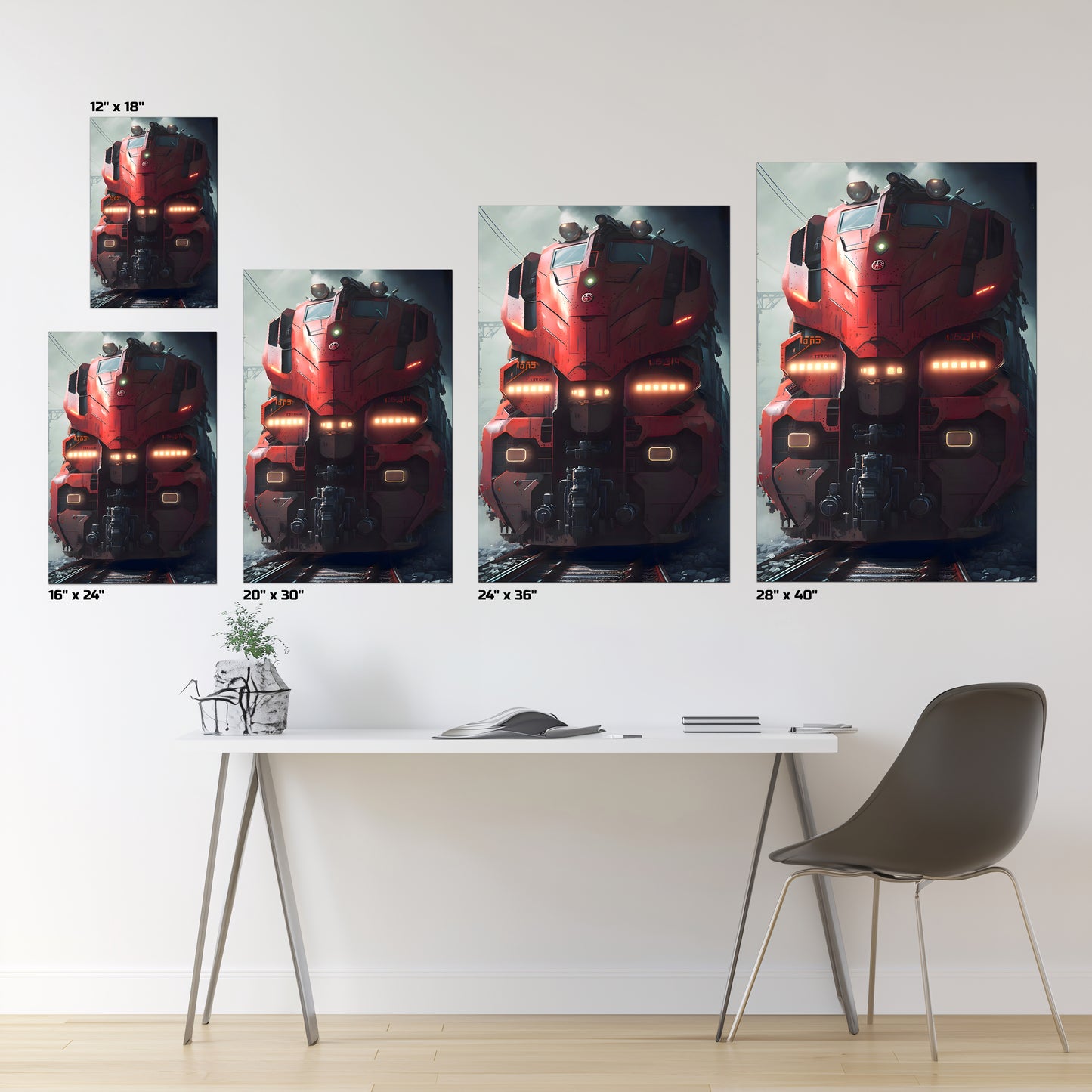 Diesel Train Poster – Crimson Thunderclad | Awe-Inspiring Wall Art for Sci-Fi & Fantasy Train Enthusiasts | Unique and Exclusive Artwork