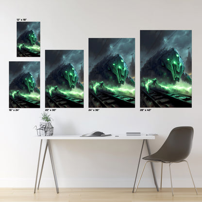 Zombie Train Poster – Darkclad Adjudicator | Awe-Inspiring Wall Art for Sci-Fi & Fantasy Train Enthusiasts | Unique and Exclusive Artwork