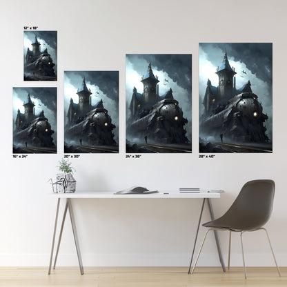 Fantasy Train Poster – Darkmist Phantom | Awe-Inspiring Wall Art for Sci-Fi & Fantasy Train Enthusiasts | Unique and Exclusive Artwork