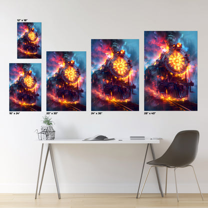 Steampunk Train Poster – Eternal Engine | Awe-Inspiring Wall Art for Sci-Fi & Fantasy Train Enthusiasts | Unique and Exclusive Artwork