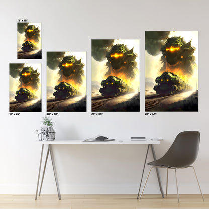 Fantasy Train Poster – Viridian Wyrmhauler | Awe-Inspiring Wall Art for Sci-Fi & Fantasy Train Enthusiasts | Unique and Exclusive Artwork