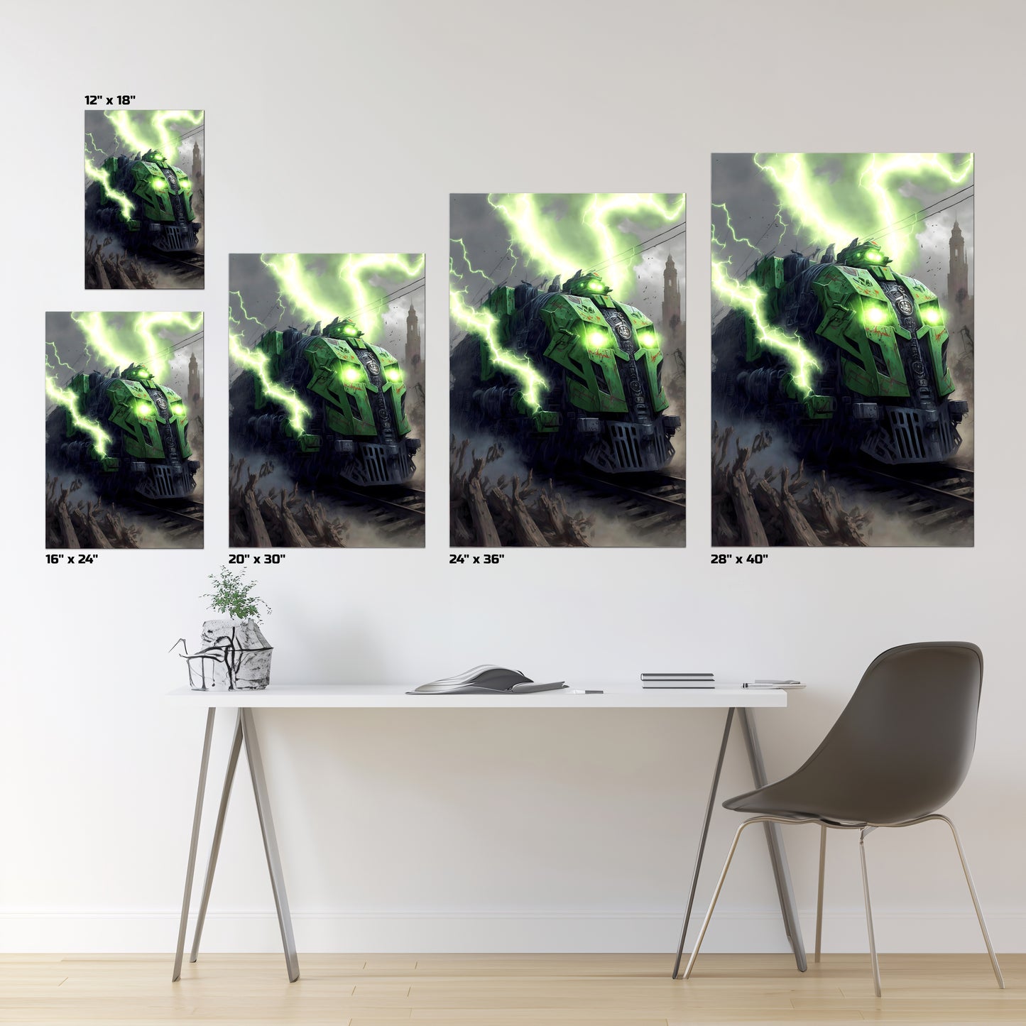 Zombie Train Poster – Shadowbane Revenant | Awe-Inspiring Wall Art for Sci-Fi & Fantasy Train Enthusiasts | Unique and Exclusive Artwork