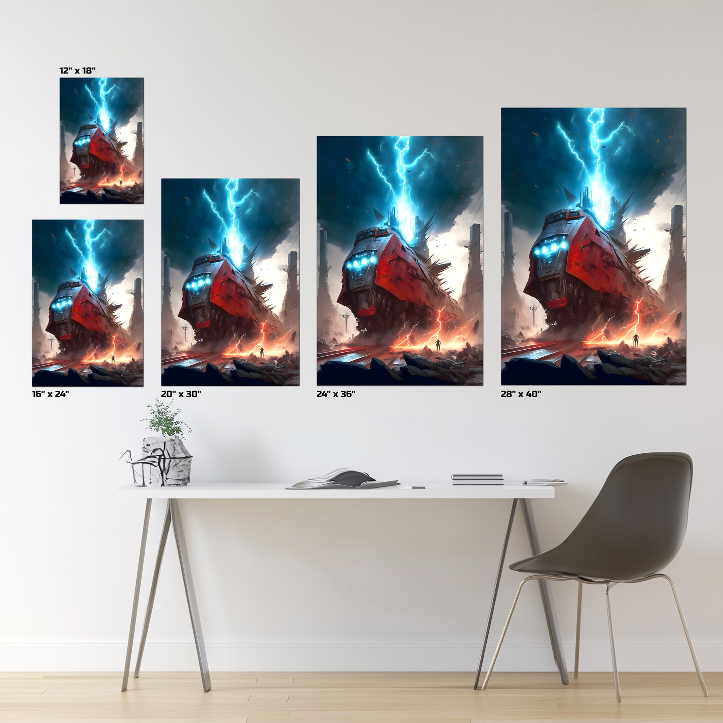 Wasteland Train Poster – Abaddon’s Wrath | Awe-Inspiring Wall Art for Sci-Fi & Fantasy Train Enthusiasts | Unique and Exclusive Artwork