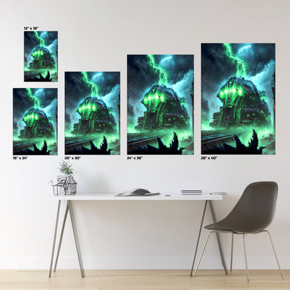 Zombie Train Poster – The Warp Architect | Awe-Inspiring Wall Art for Sci-Fi & Fantasy Train Enthusiasts | Unique and Exclusive Artwork