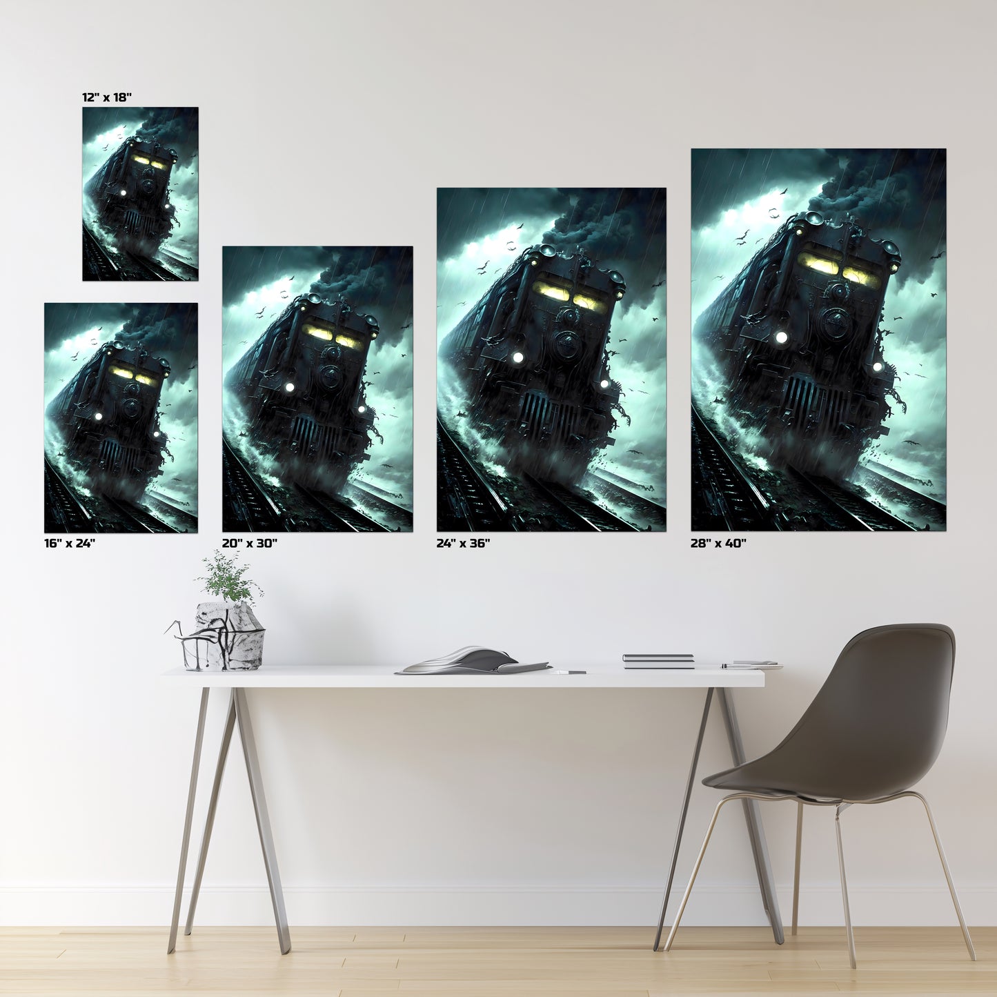 Zombie Train Poster – The Grim Hauler | Awe-Inspiring Wall Art for Sci-Fi & Fantasy Train Enthusiasts | Unique and Exclusive Artwork