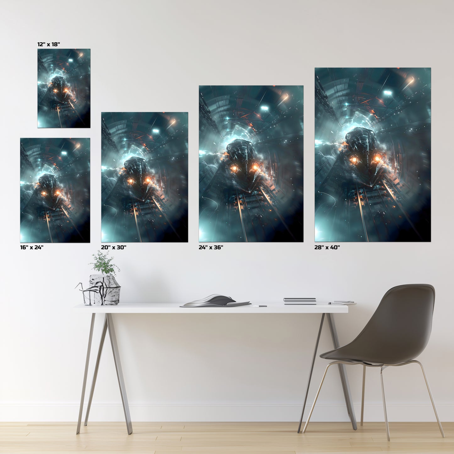 Cyberpunk Train Poster – Nightblade Crusader | Awe-Inspiring Wall Art for Sci-Fi & Fantasy Train Enthusiasts | Unique and Exclusive Artwork