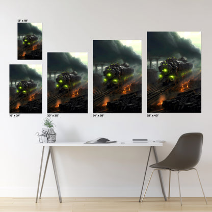Zombie Train Poster – Dreadcrave Collector | Awe-Inspiring Wall Art for Sci-Fi & Fantasy Train Enthusiasts | Unique and Exclusive Artwork